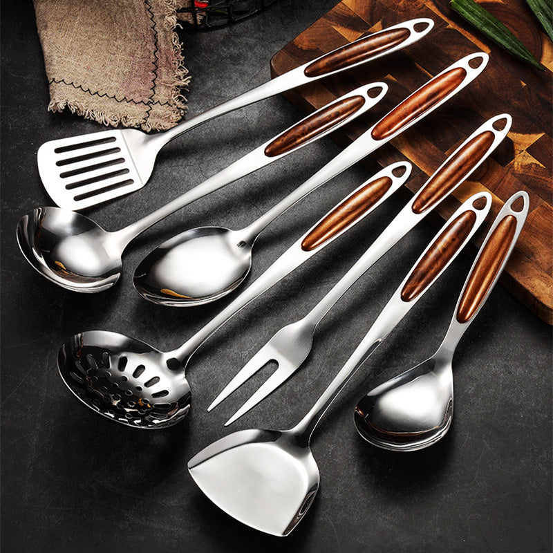 Kitchen Utensils Set Stainless Steel Wooden Handle