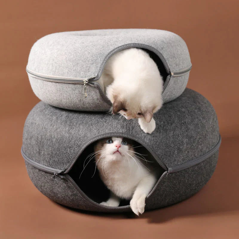 Cat Bed Felt Tunnel Cave for Multi Cats