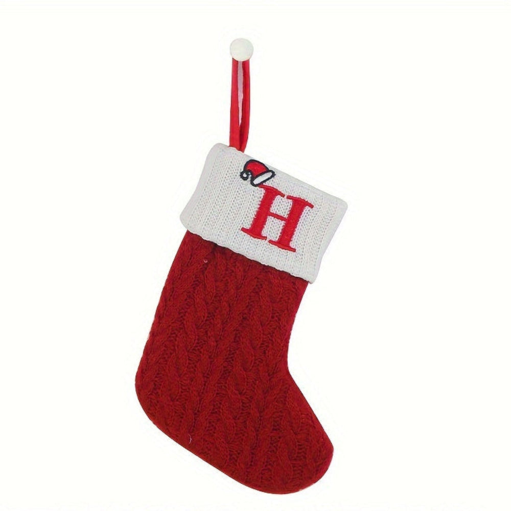 Christmas Stocking Knit Monogram Alphabet Decorative Holiday Sock