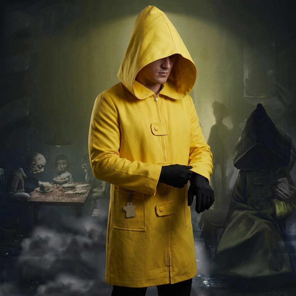 Halloween Costumes Yellow Hooded Raincoat Jacket