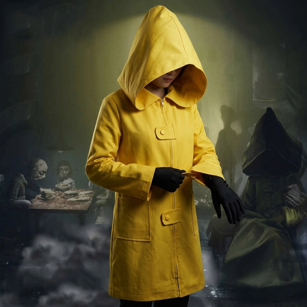 Halloween Costumes Yellow Hooded Raincoat Jacket