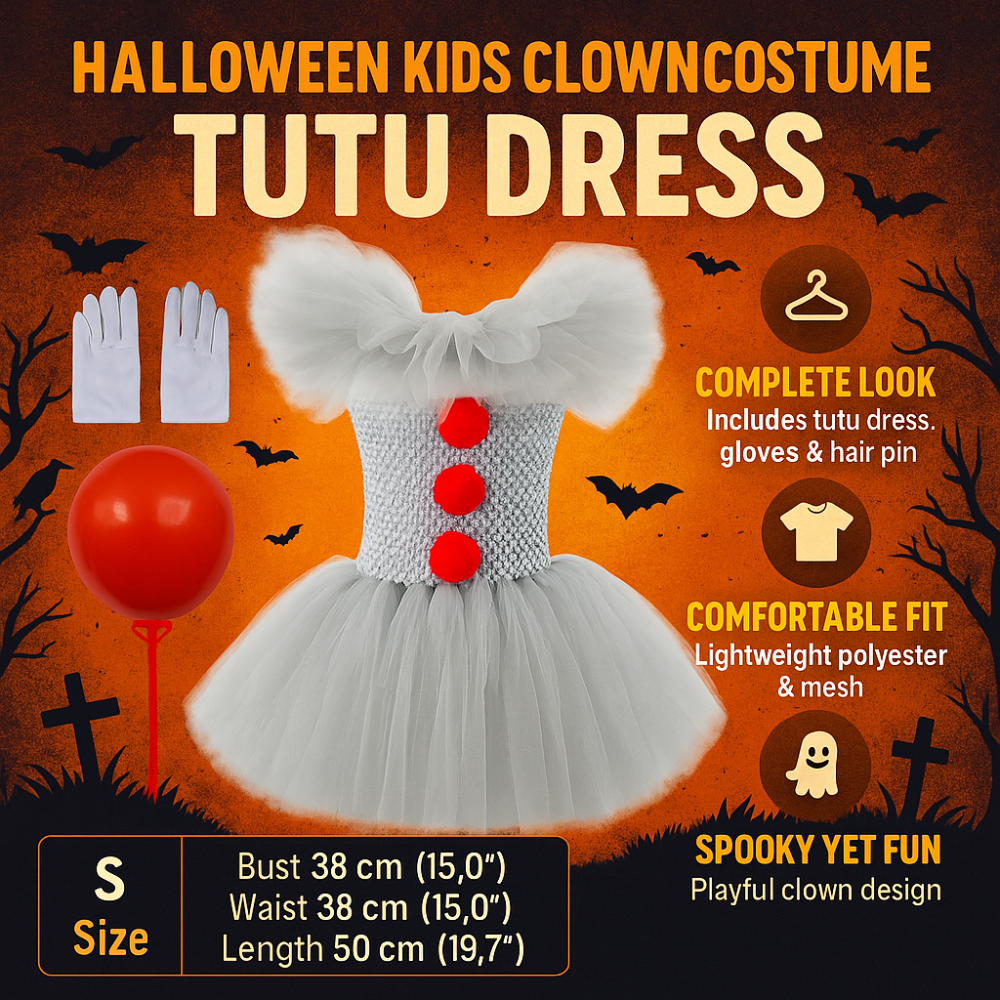 Kids Clown Costume Tutu Dress