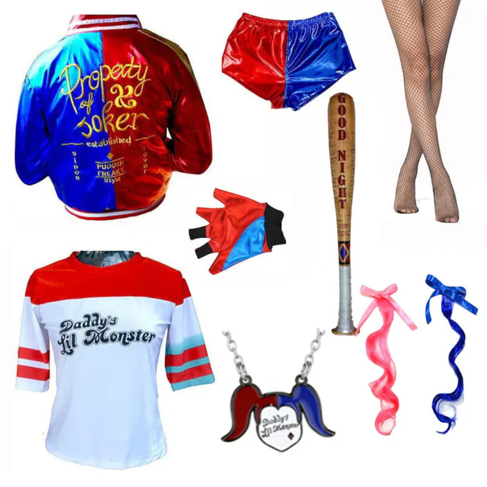 Disfraz de payaso para mujer chaqueta y conjunto de pantalones cortos