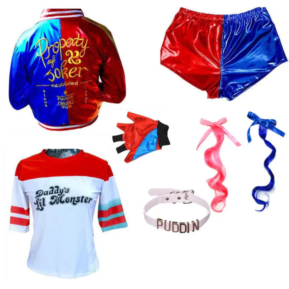 Disfraz de payaso para mujer chaqueta y conjunto de pantalones cortos