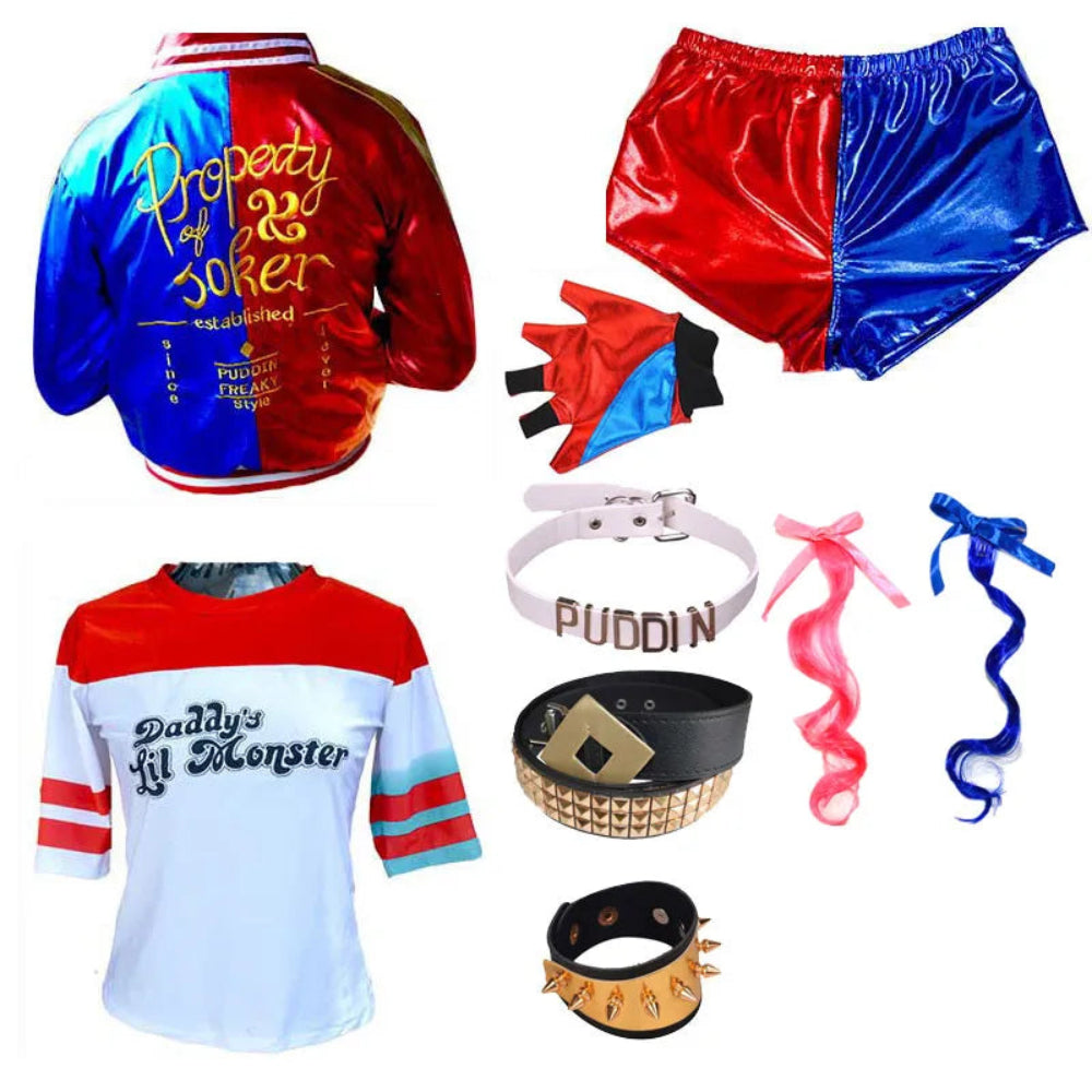 Disfraz de payaso para mujer chaqueta y conjunto de pantalones cortos