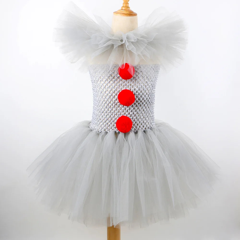 Kids Clown Costume Tutu Dress