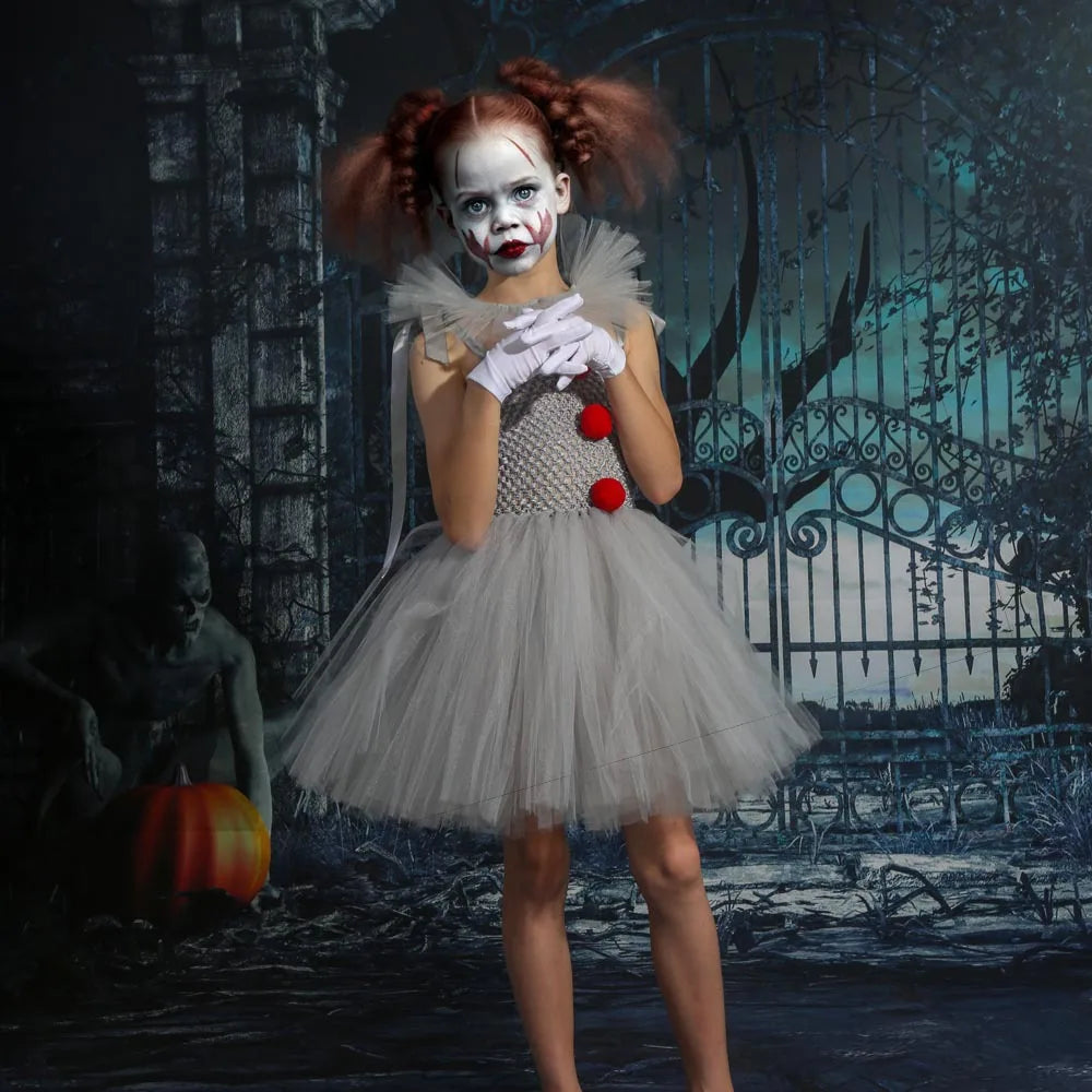 Kids Clown Costume Tutu Dress