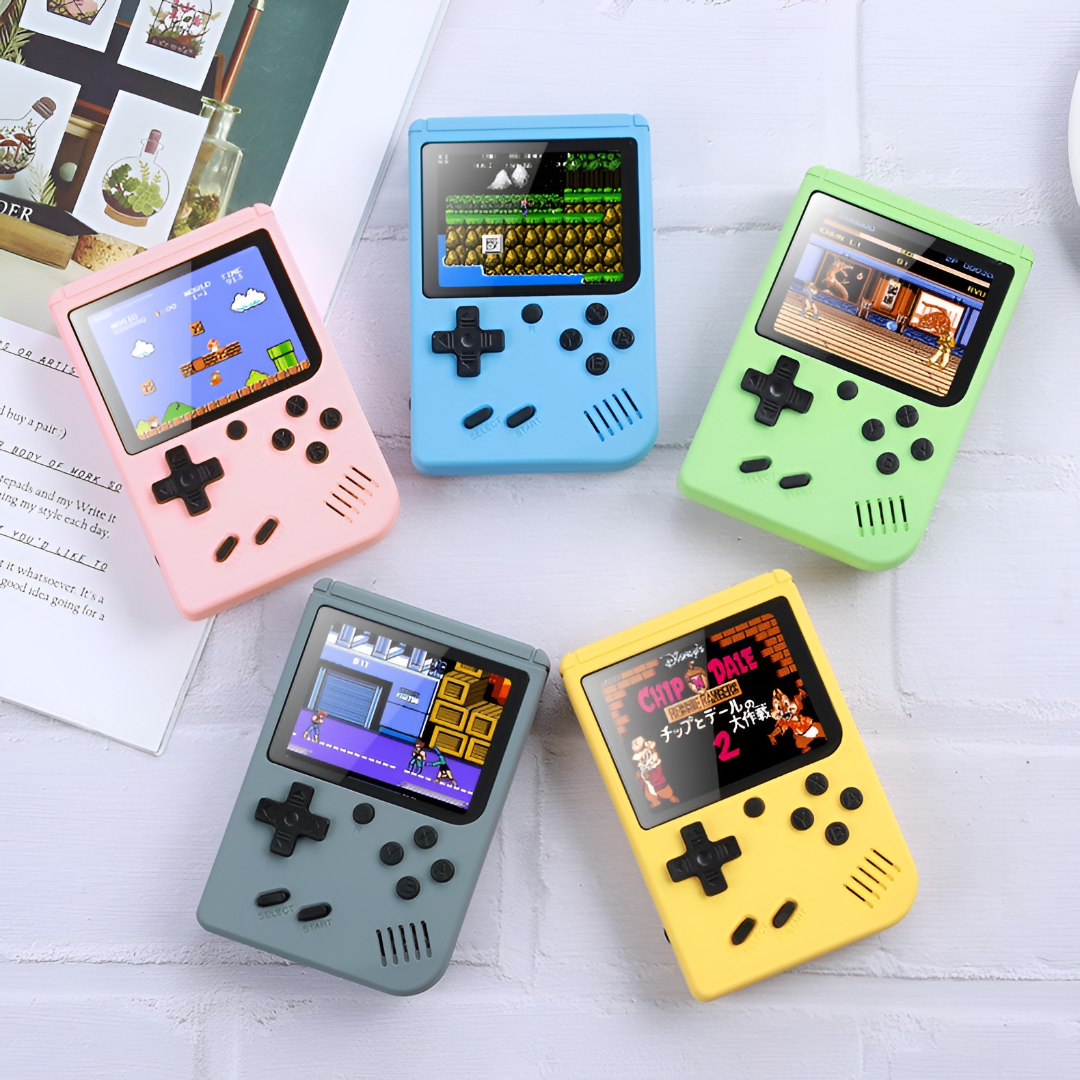 Videospielkonsole im Retro-Handheld-Stil