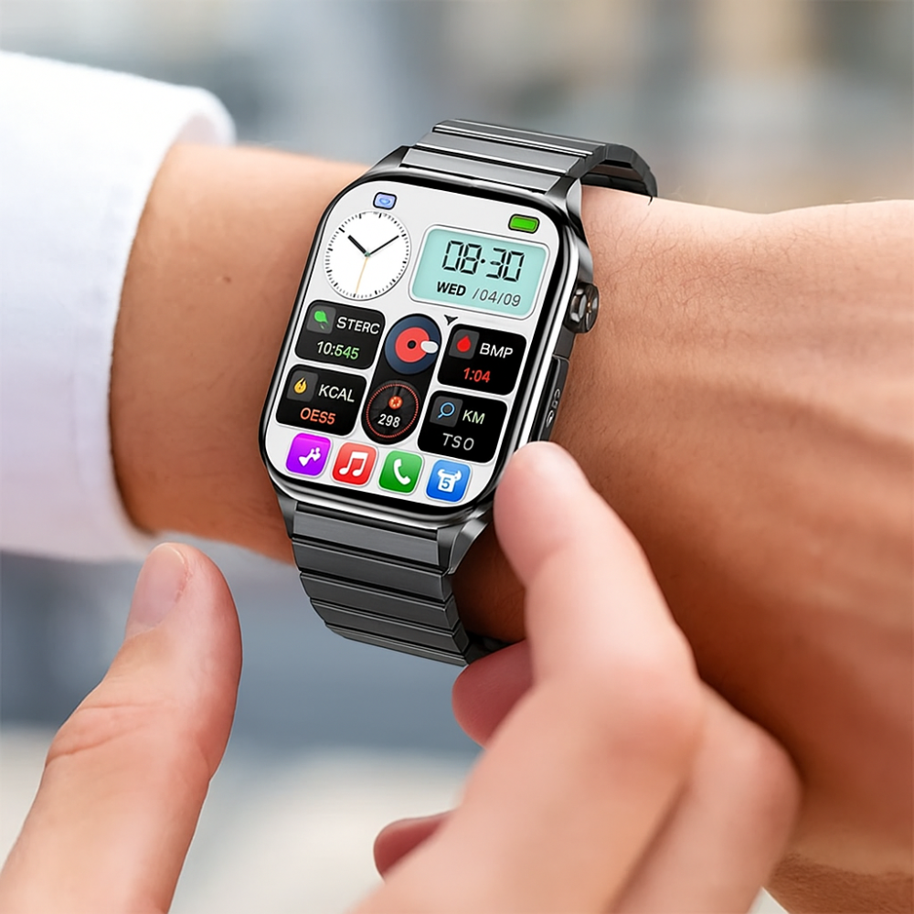 Smartwatch Health Tracker Senior Safety AMOLED Heart Rate Watch