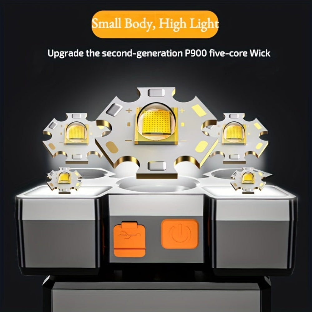Hiking LED Headlamp USB Rechargeable 800 Lumen Torch 8