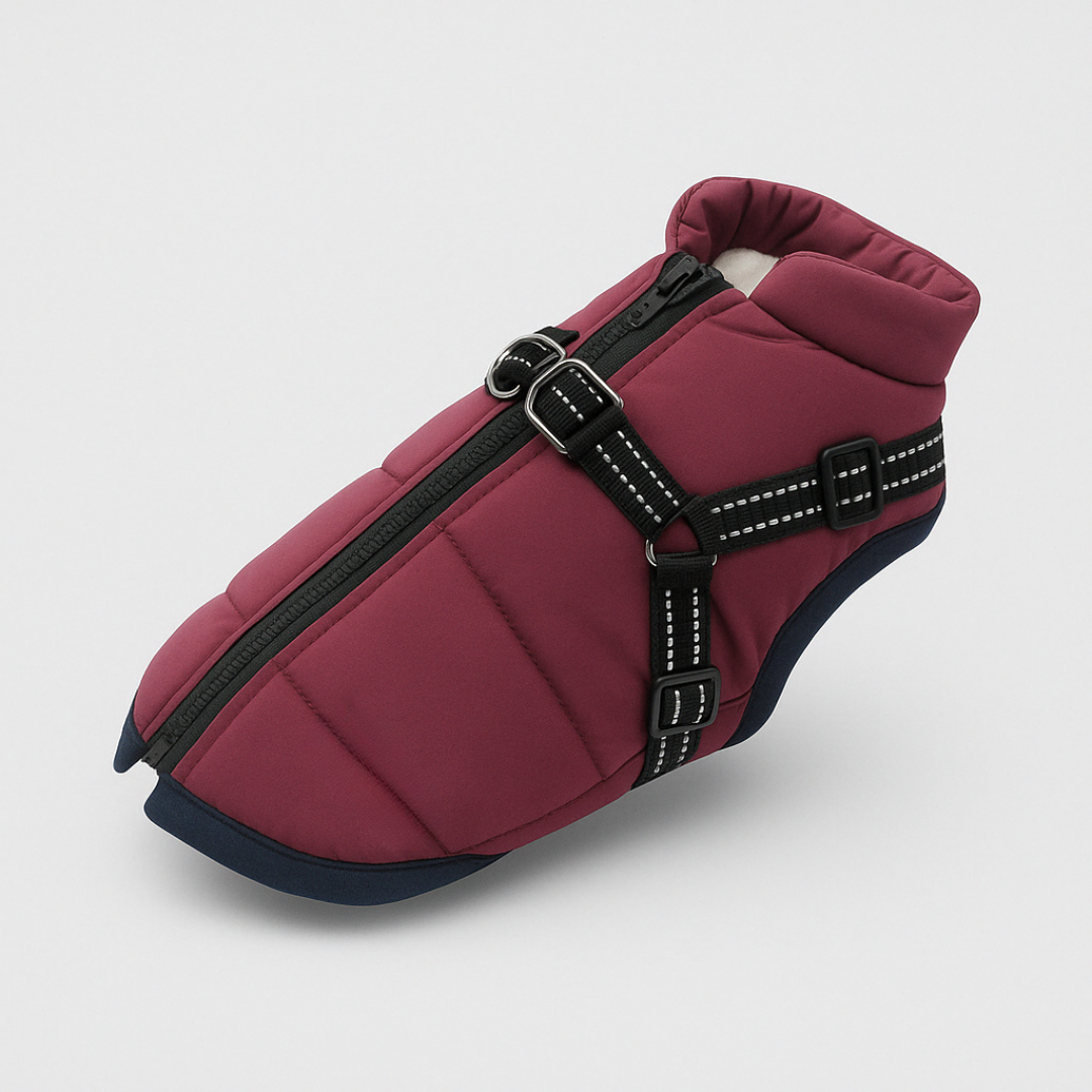 Abrigo impermeable para perro con forro polar y arnés