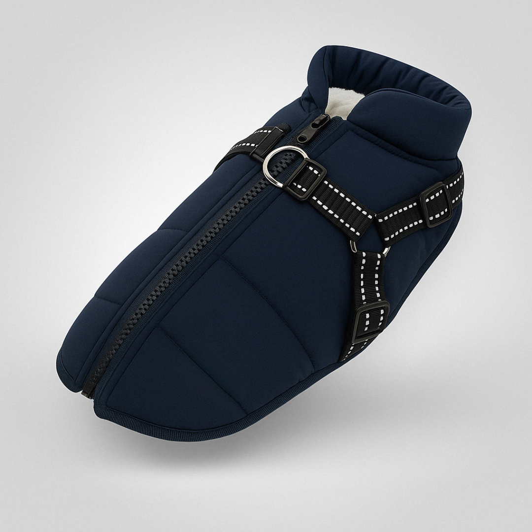 Abrigo impermeable para perro con forro polar y arnés