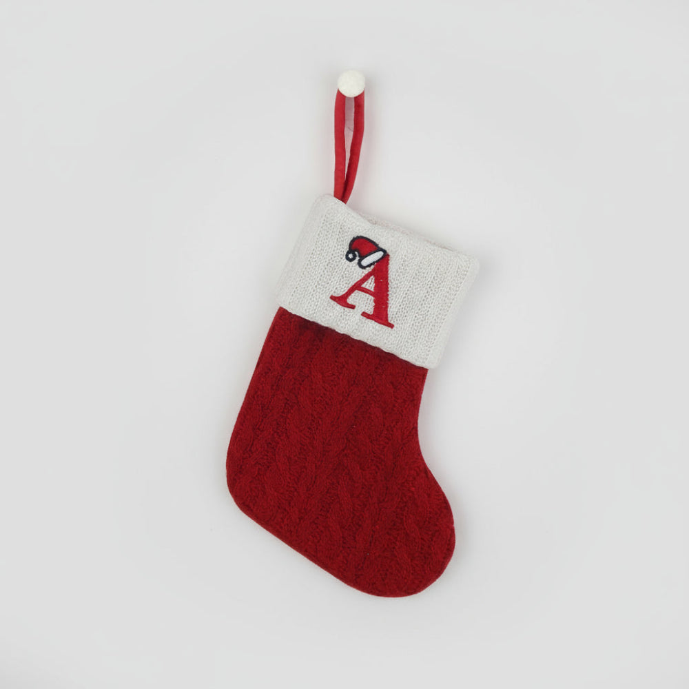 Christmas Stocking Knit Monogram Alphabet Decorative Holiday Sock