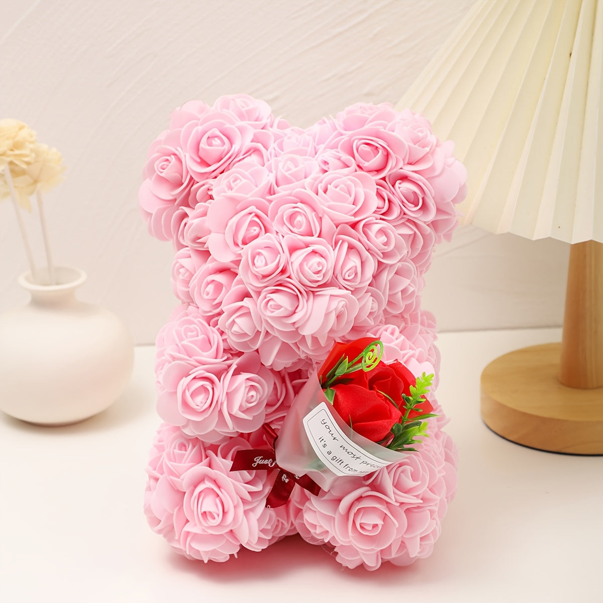 Home Decor Rose Bear Table Display