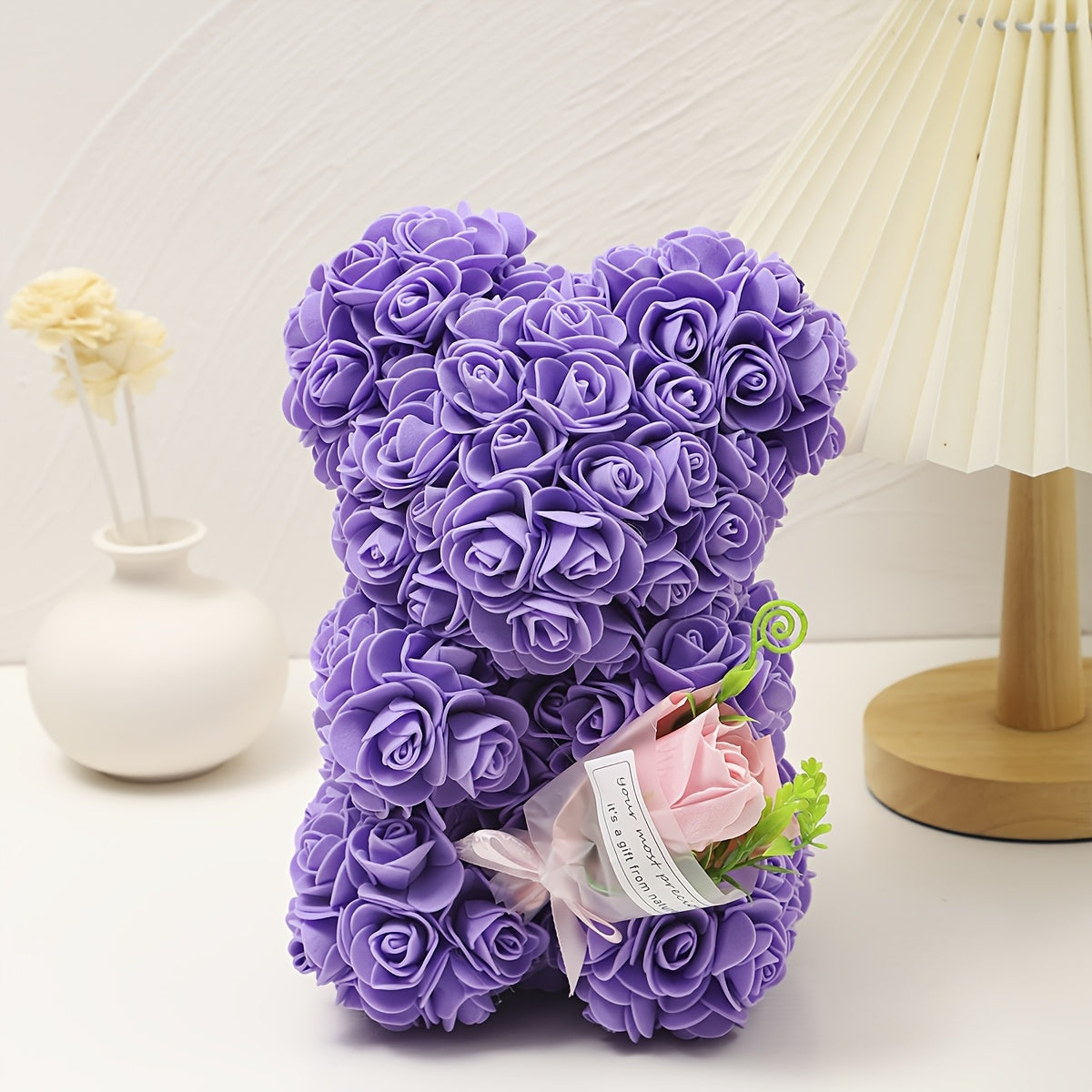 Home Decor Rose Bear Table Display