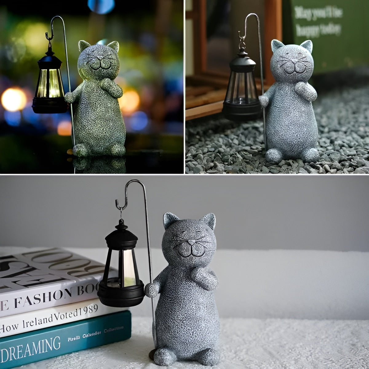 Statua Solare Gatto Splendente | Illuminazione da Giardino a Risparmio Energetico
