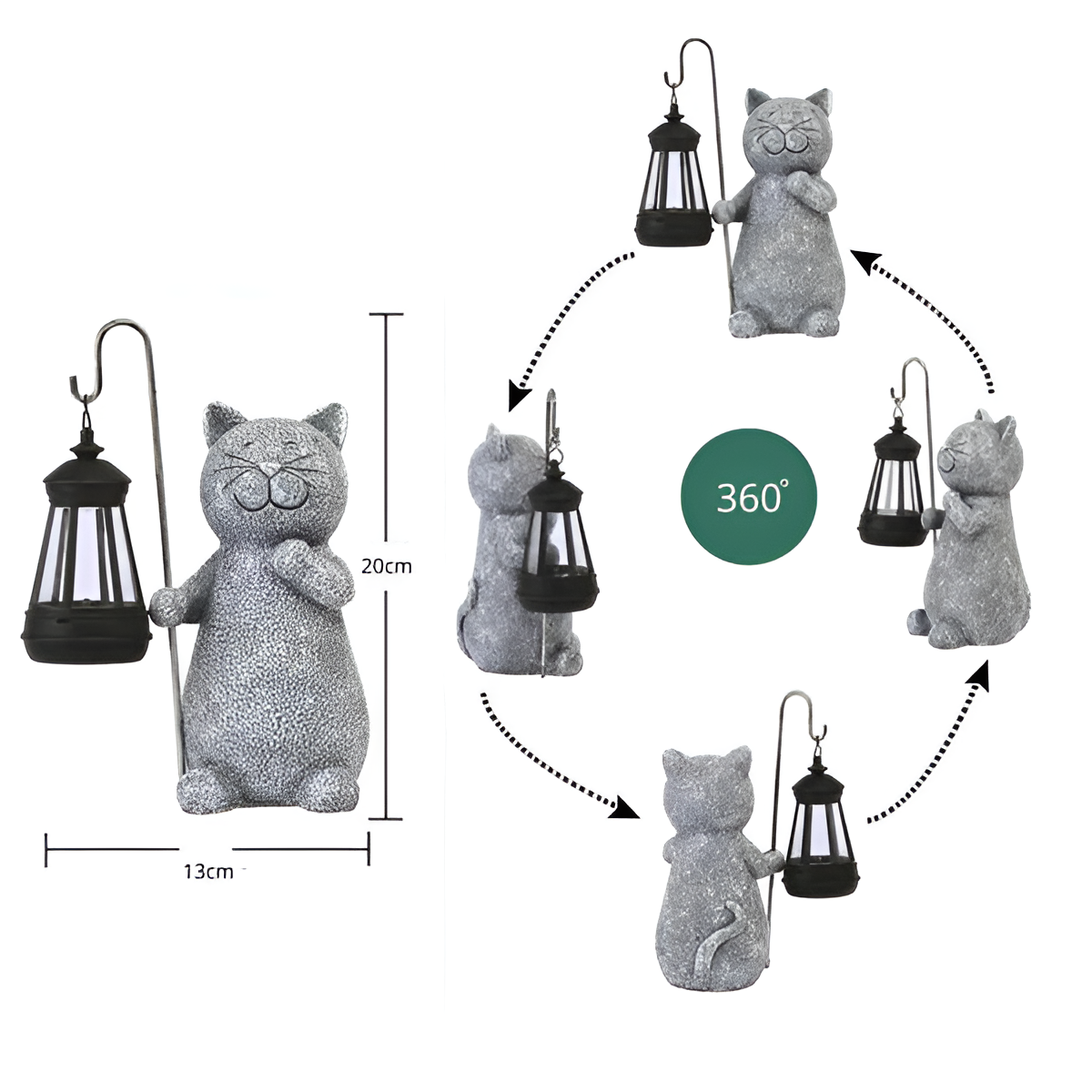 Statua Solare Gatto Splendente | Illuminazione da Giardino a Risparmio Energetico