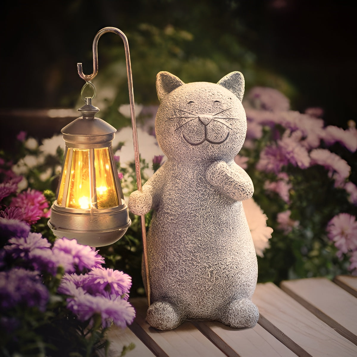 Statua Solare Gatto Splendente | Illuminazione da Giardino a Risparmio Energetico