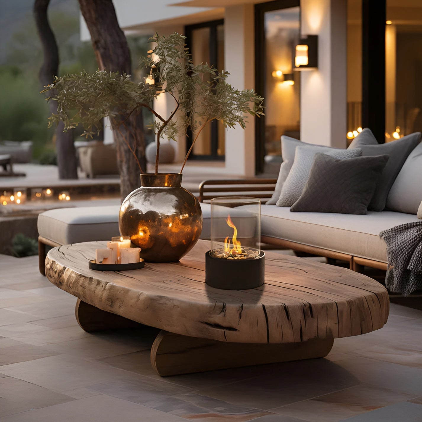Modern Tabletop Fireplace | Sleek Metal Base & Clean Burning for Indoor/Outdoor