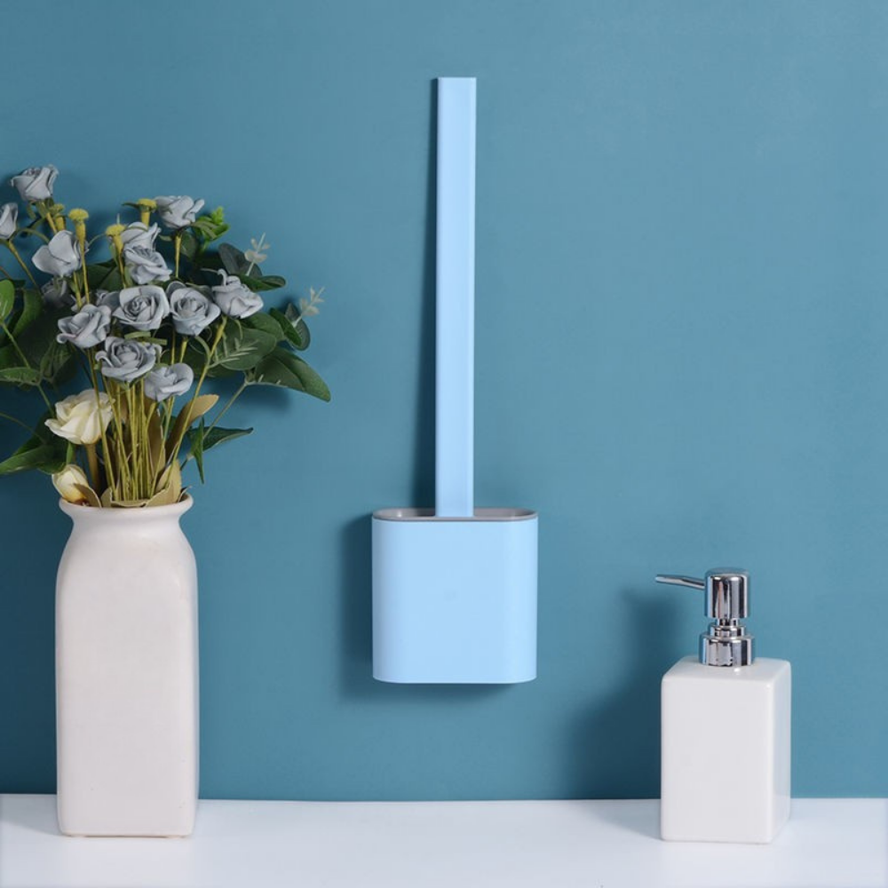 Toilet Brush Silicone Flexible Wall Mounted Set
