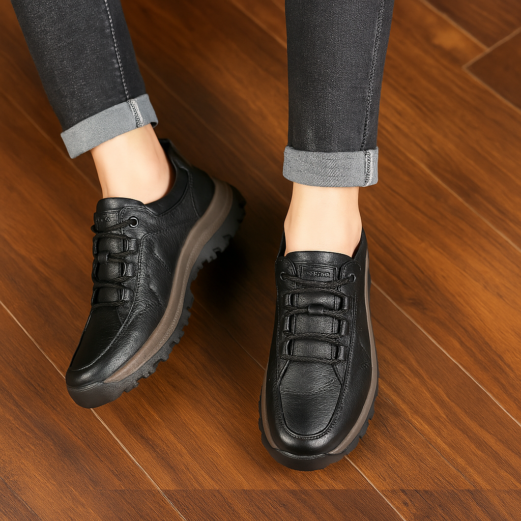 Zapatos para caminar con soporte de arco de cuero para hombre