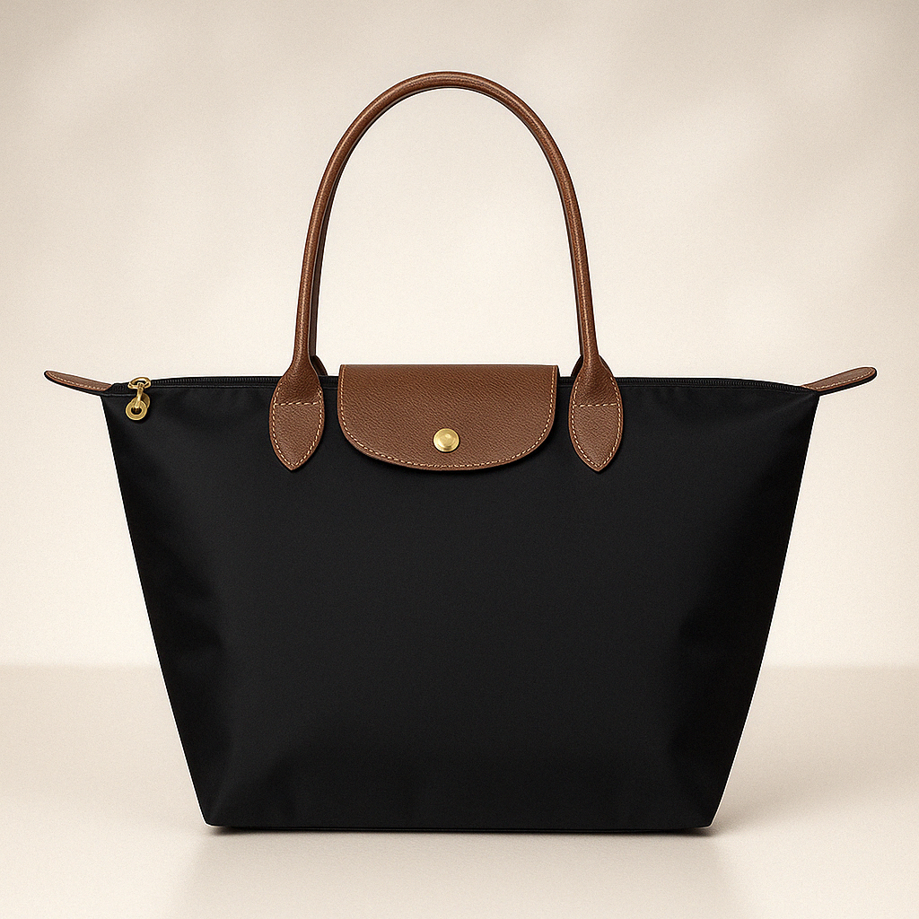 Tote Bag with Leather Handles and Waterproof Lining