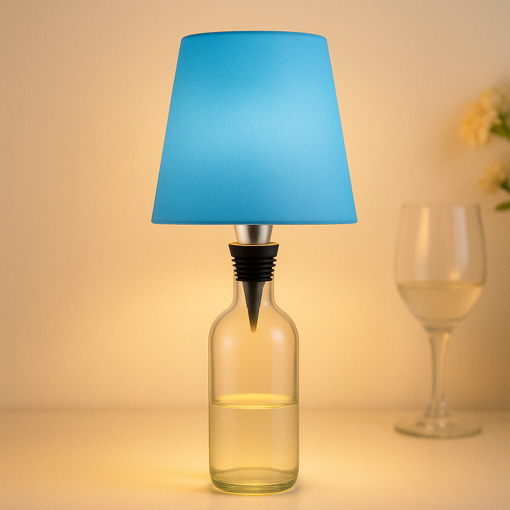 Table Lamp with Recycled Bottle Glass Base