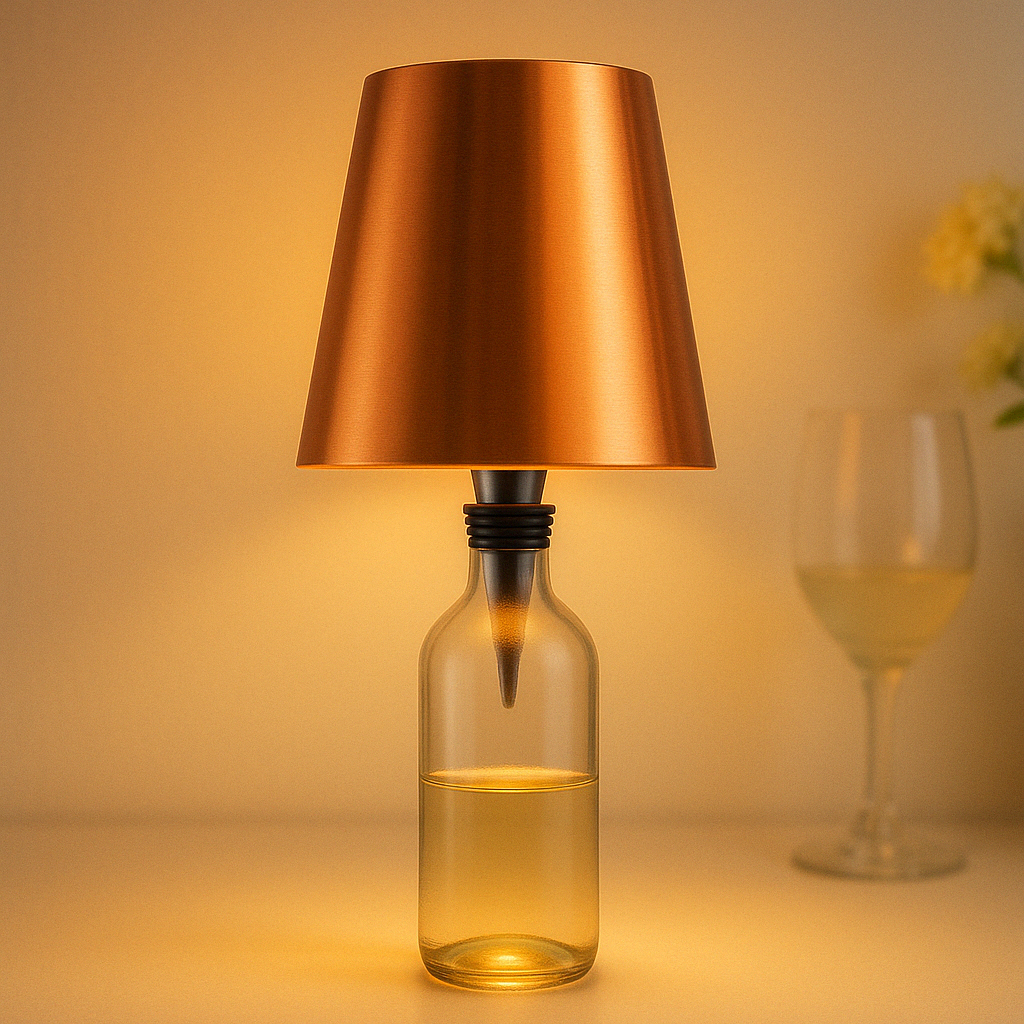 Table Lamp with Recycled Bottle Glass Base