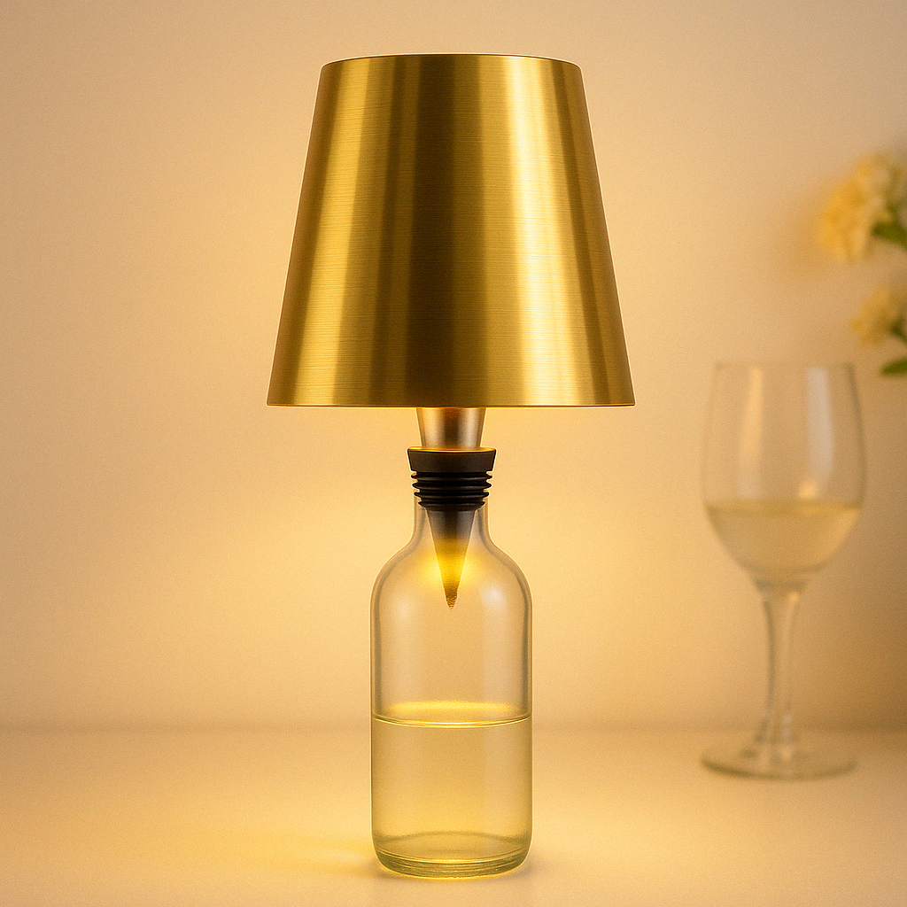 Table Lamp with Recycled Bottle Glass Base