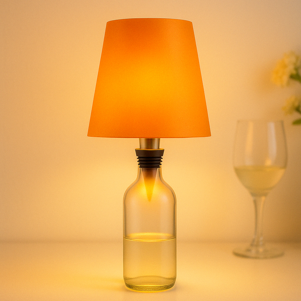 Table Lamp with Recycled Bottle Glass Base