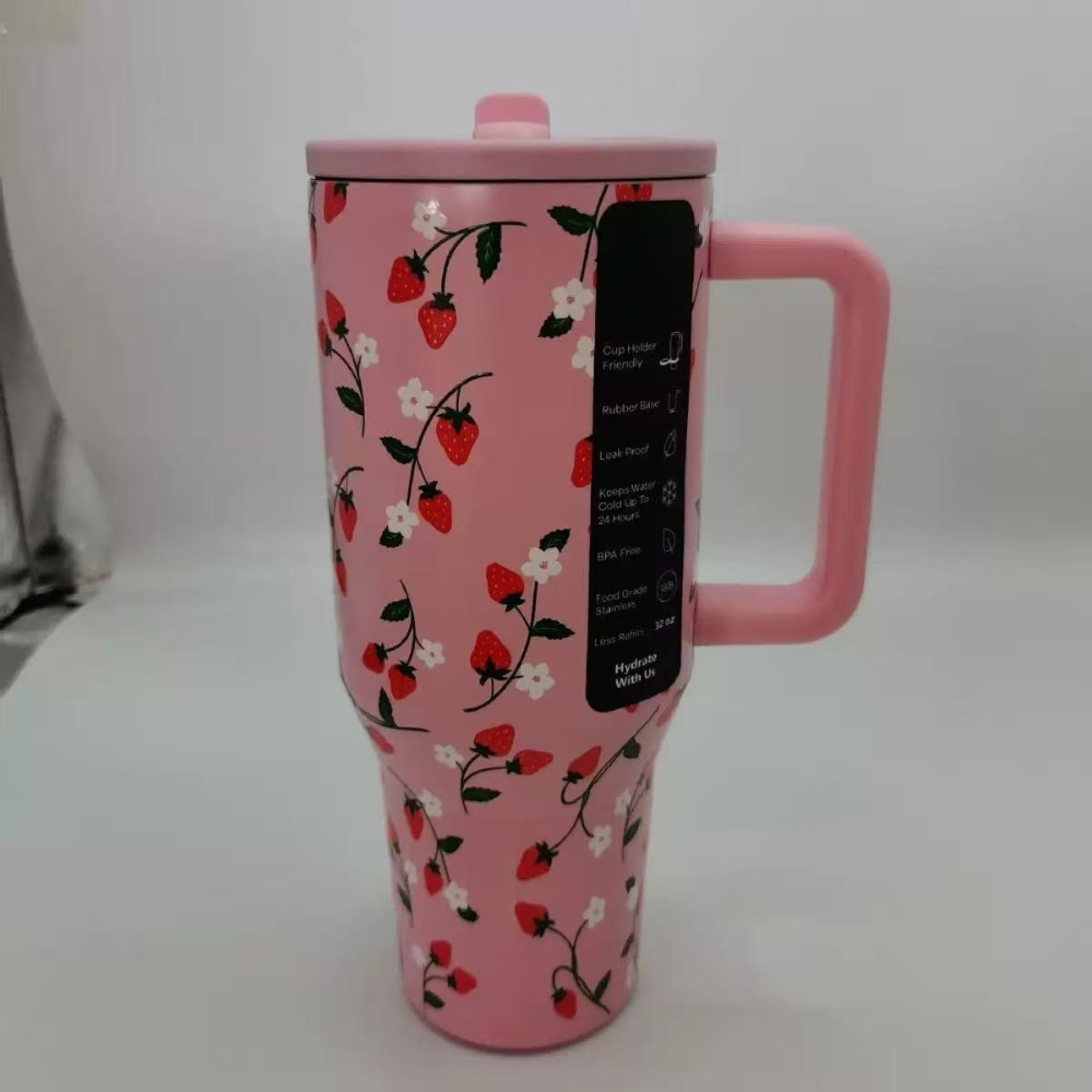 Insulated Stainless Steel Water Bottle Gift Handle Straw Tumbler