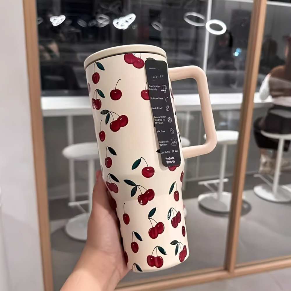 Isolierte Edelstahl-Wasserflasche Geschenk Griff Strohbecher