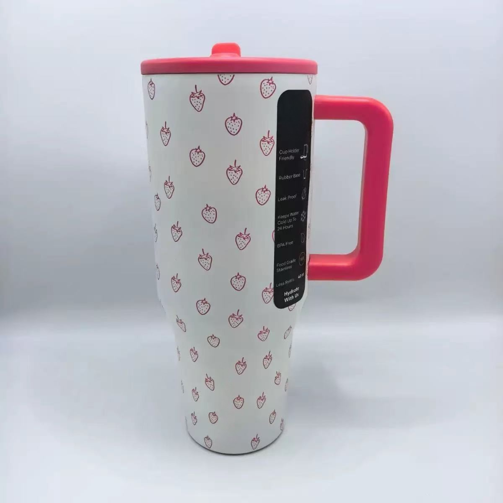 Insulated Stainless Steel Water Bottle Gift Handle Straw Tumbler