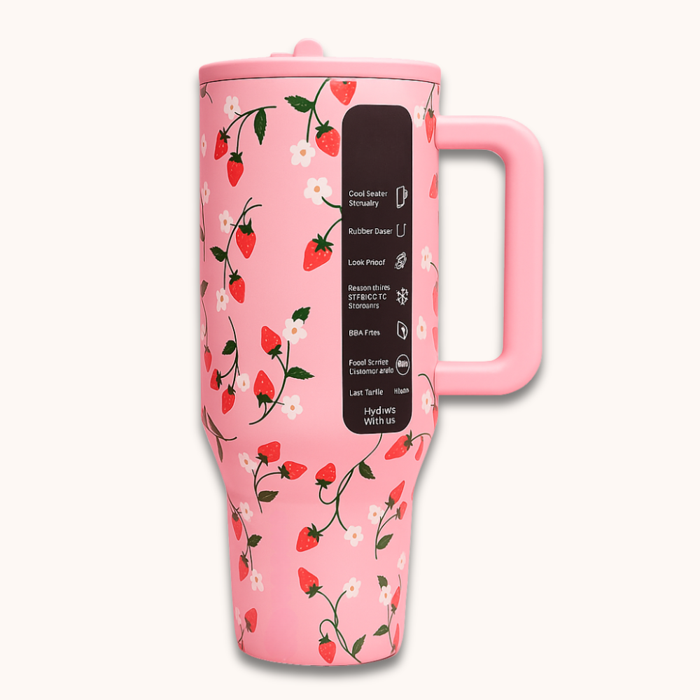 Insulated Stainless Steel Water Bottle Gift Handle Straw Tumbler