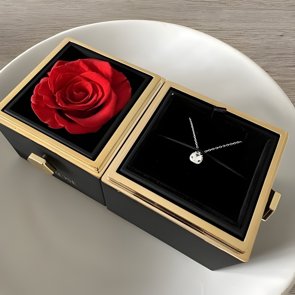 Jewelry Box Rotating Rose Necklace Gift