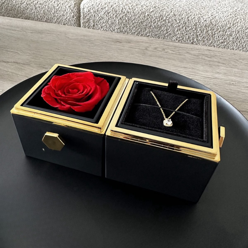 Jewelry Box Rotating Rose Necklace Gift