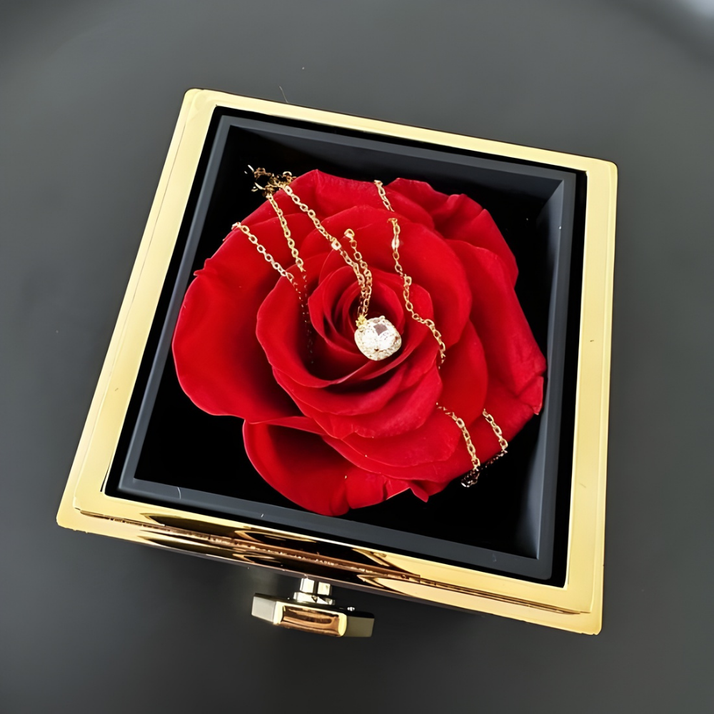 Jewelry Box Rotating Rose Necklace Gift
