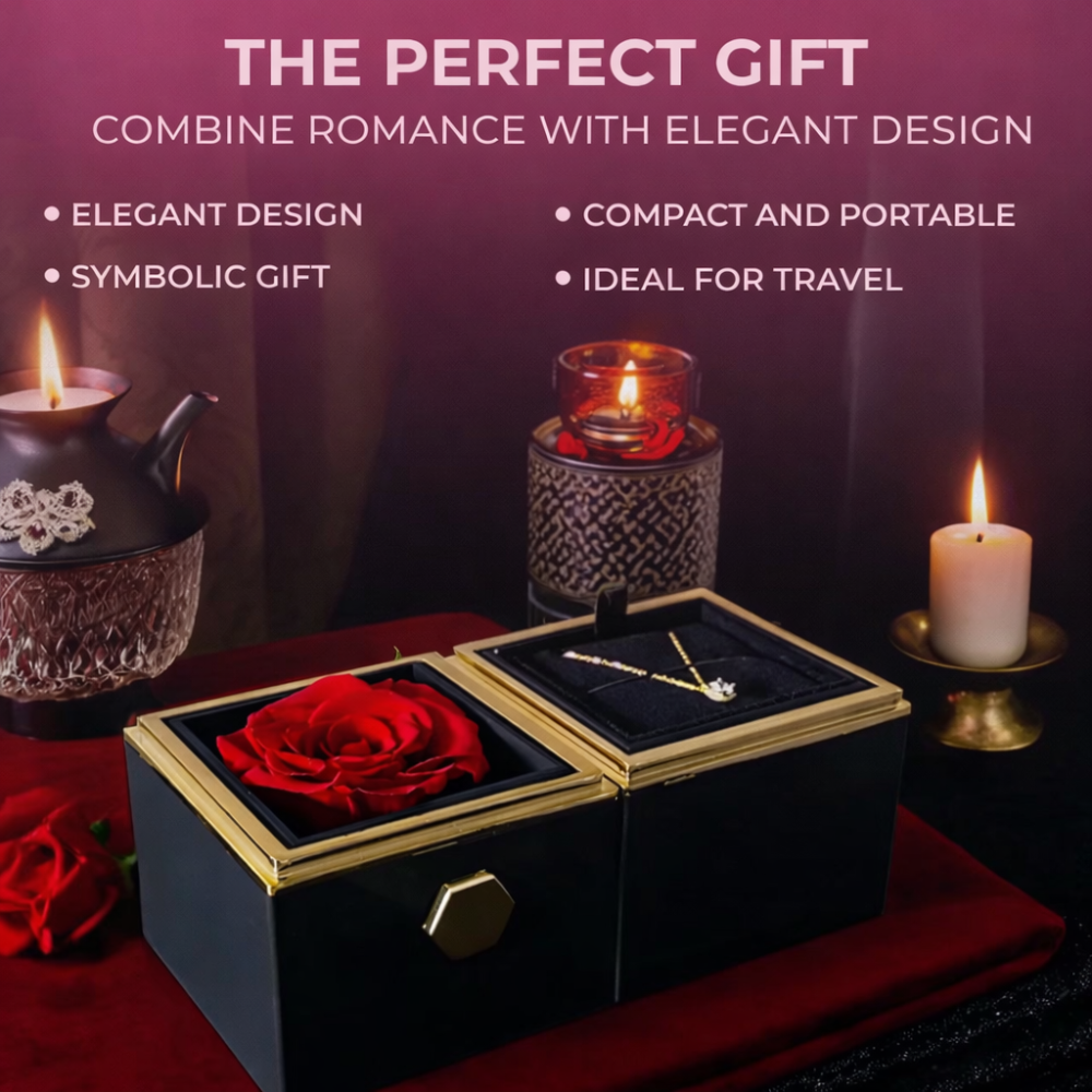 Jewelry Box Rotating Rose Necklace Gift