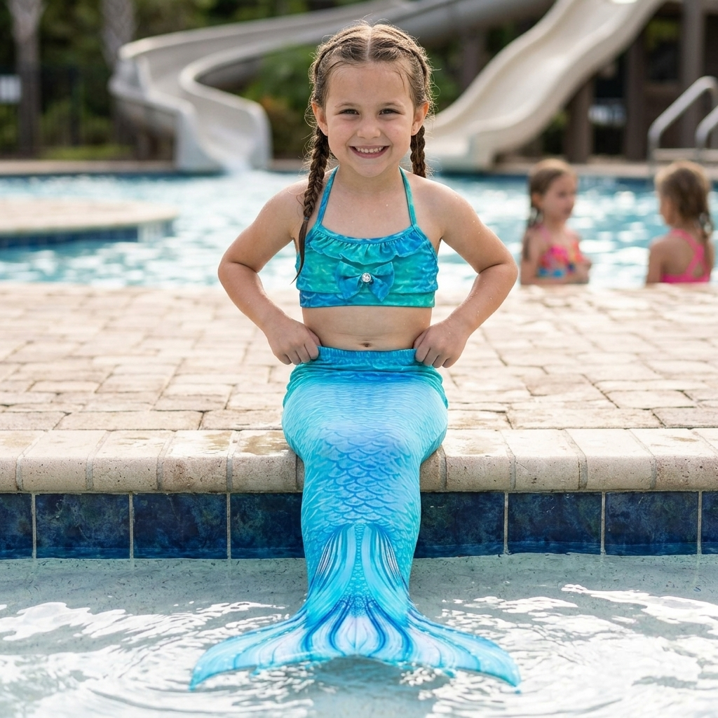 Kids Mermaid Swimsuit Costume Swim Set Beach Outfit