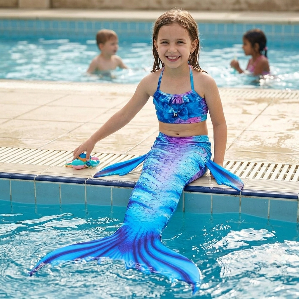 Kids Mermaid Swimsuit Costume Swim Set Beach Outfit