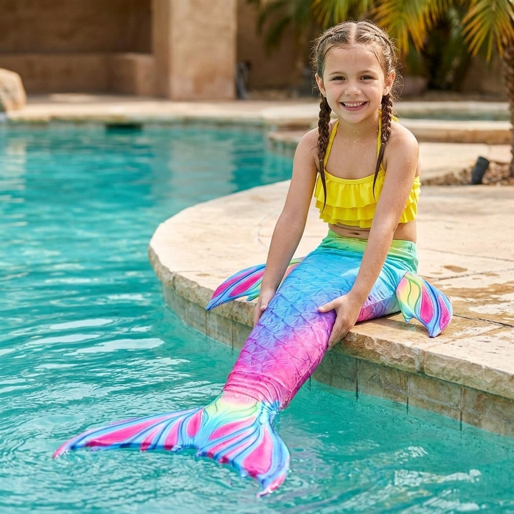 Kids Mermaid Swimsuit Costume Swim Set Beach Outfit