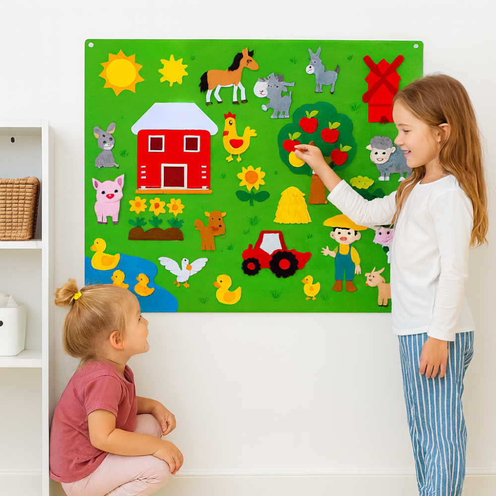Kids Felt Animal Wall Art Learning Set