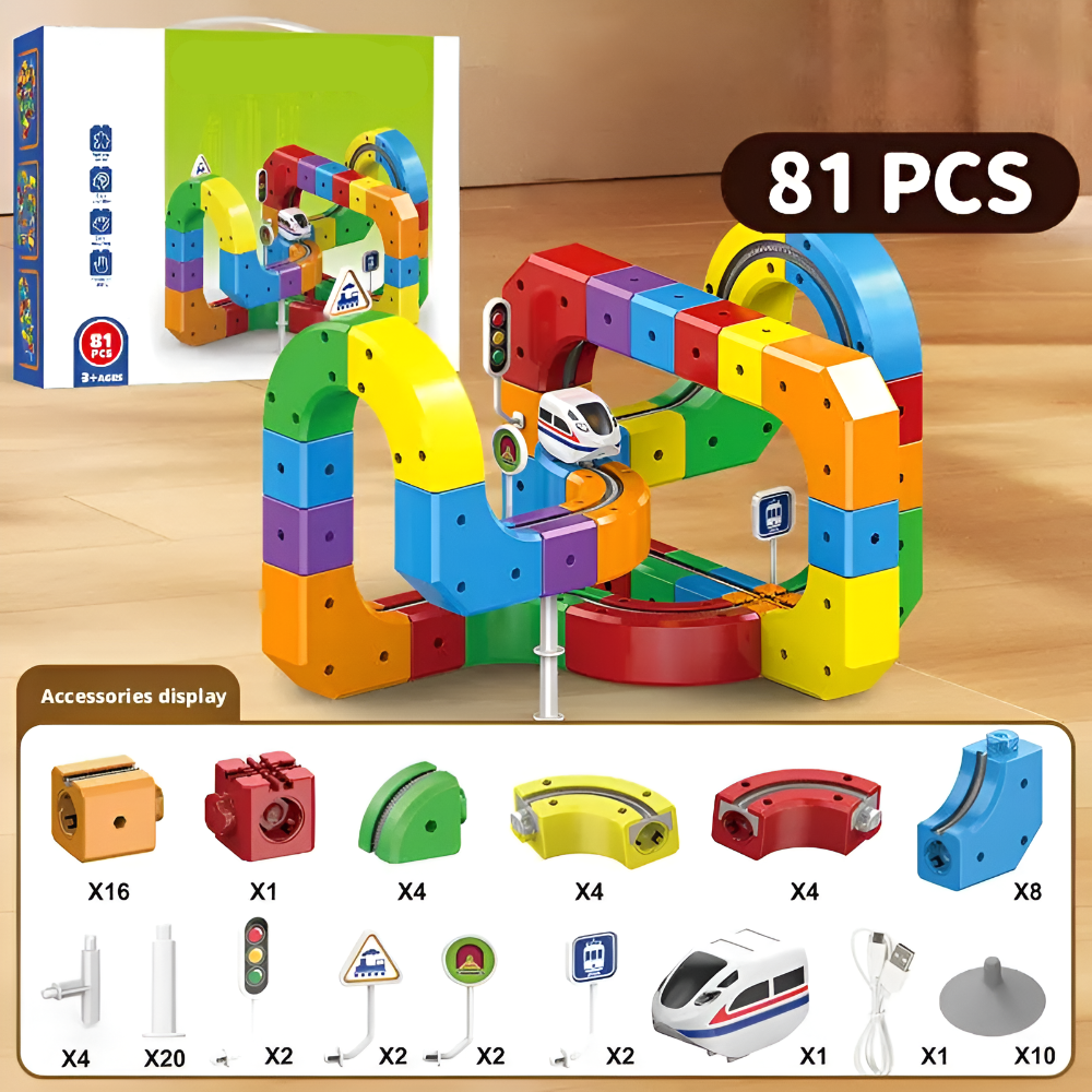 Kids Magnetic Track Building Blocks Car Toy 7
