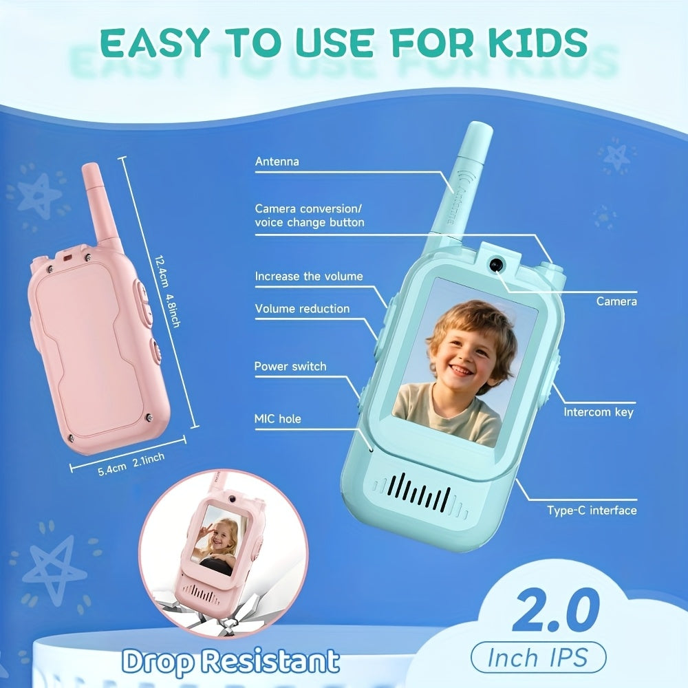 Kids Walkie Talkies Two-Way Camera Gift Set Video Chat Function Toy