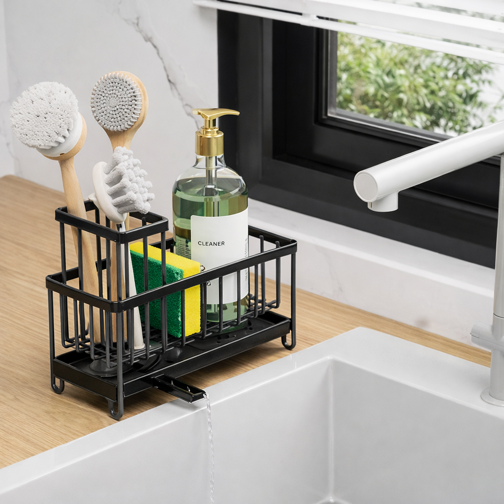 Kitchen Sink Caddy Countertop Organizer Drain Spout