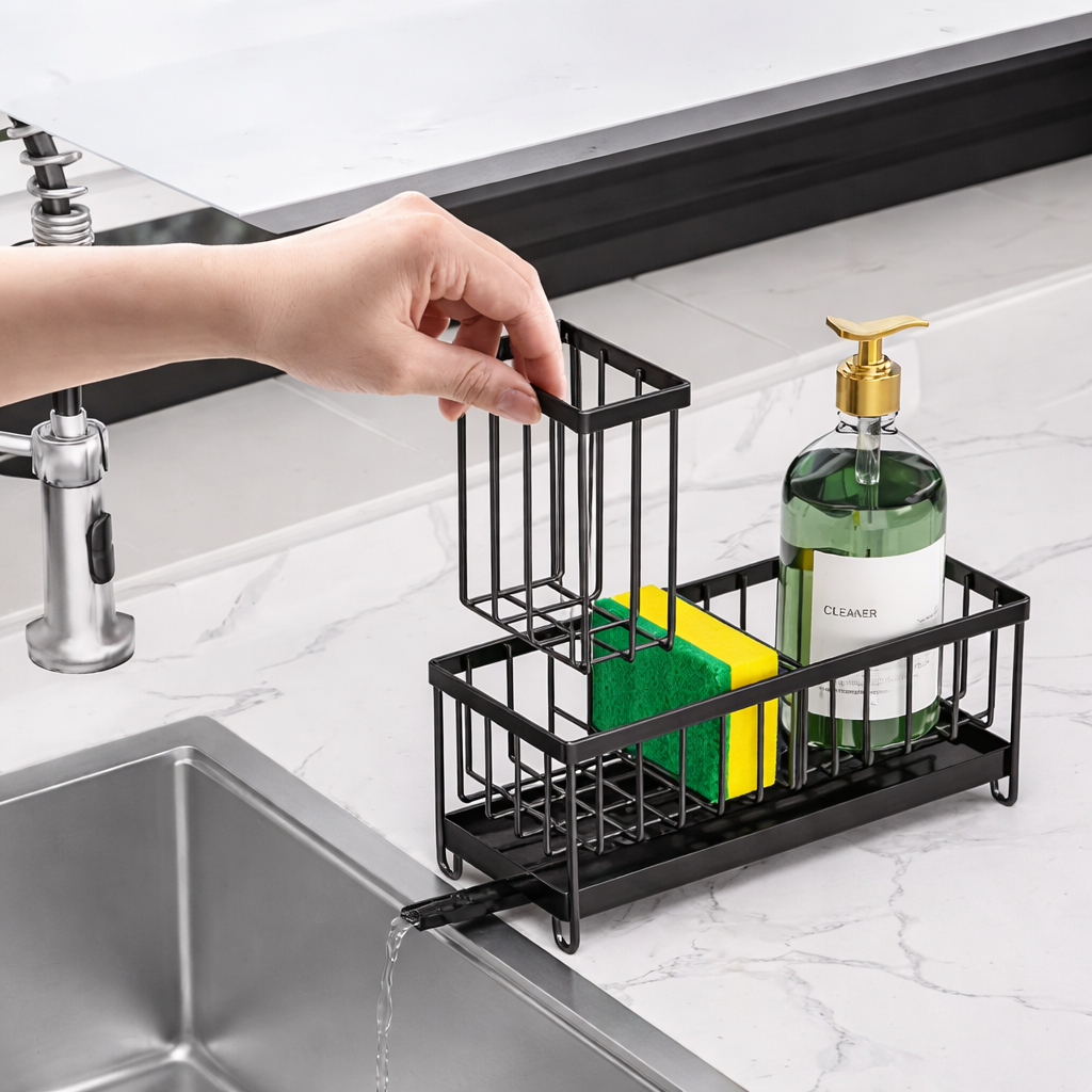 Kitchen Sink Caddy Countertop Organizer Drain Spout