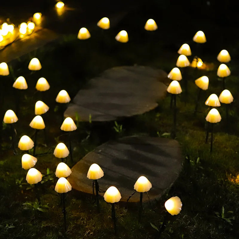 Luminous Fungi: Solar-Powered Garden String Lights – Weatherproof LED Lawn Lamps for Outdoor Decor