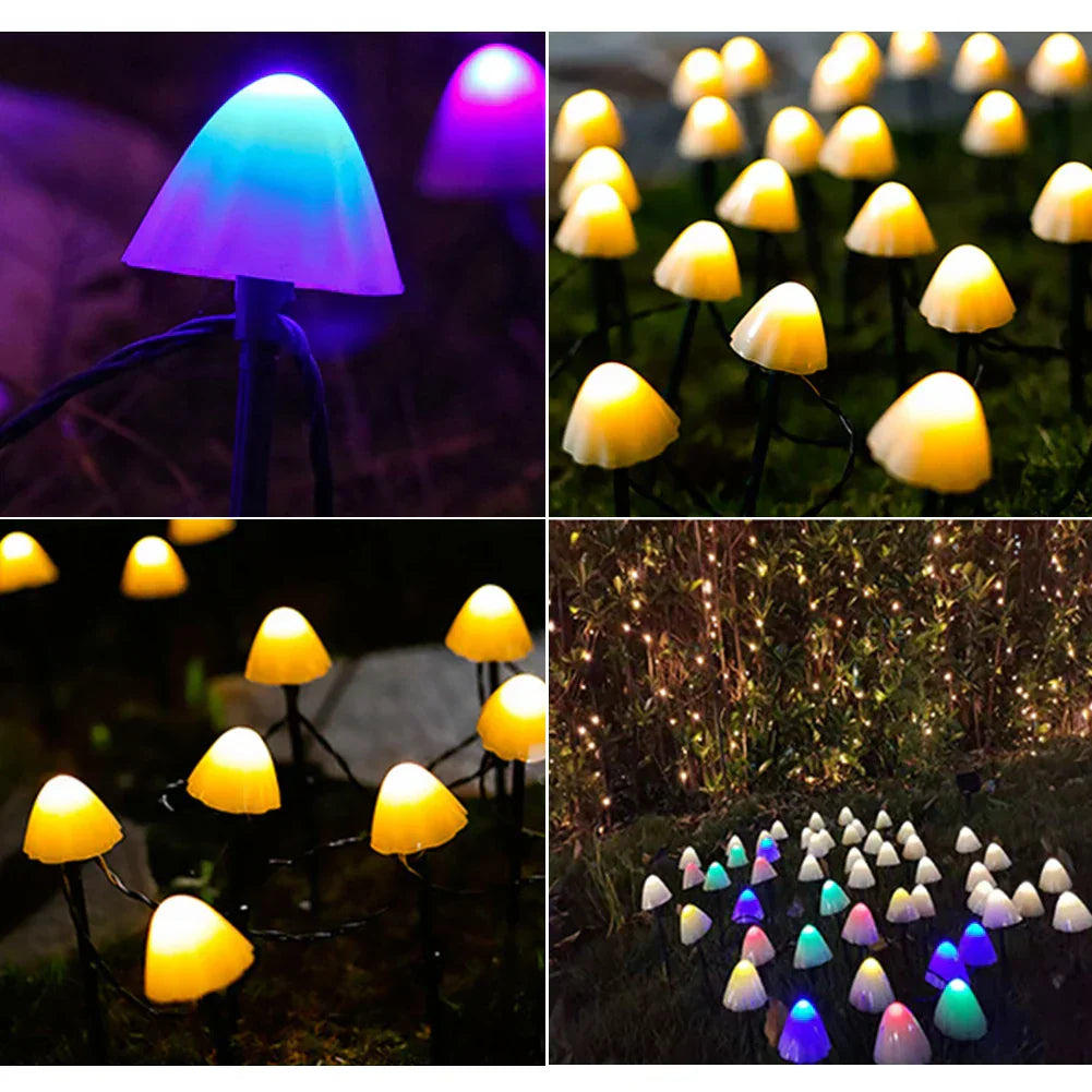 Luminous Fungi: Solar-Powered Garden String Lights – Weatherproof LED Lawn Lamps for Outdoor Decor