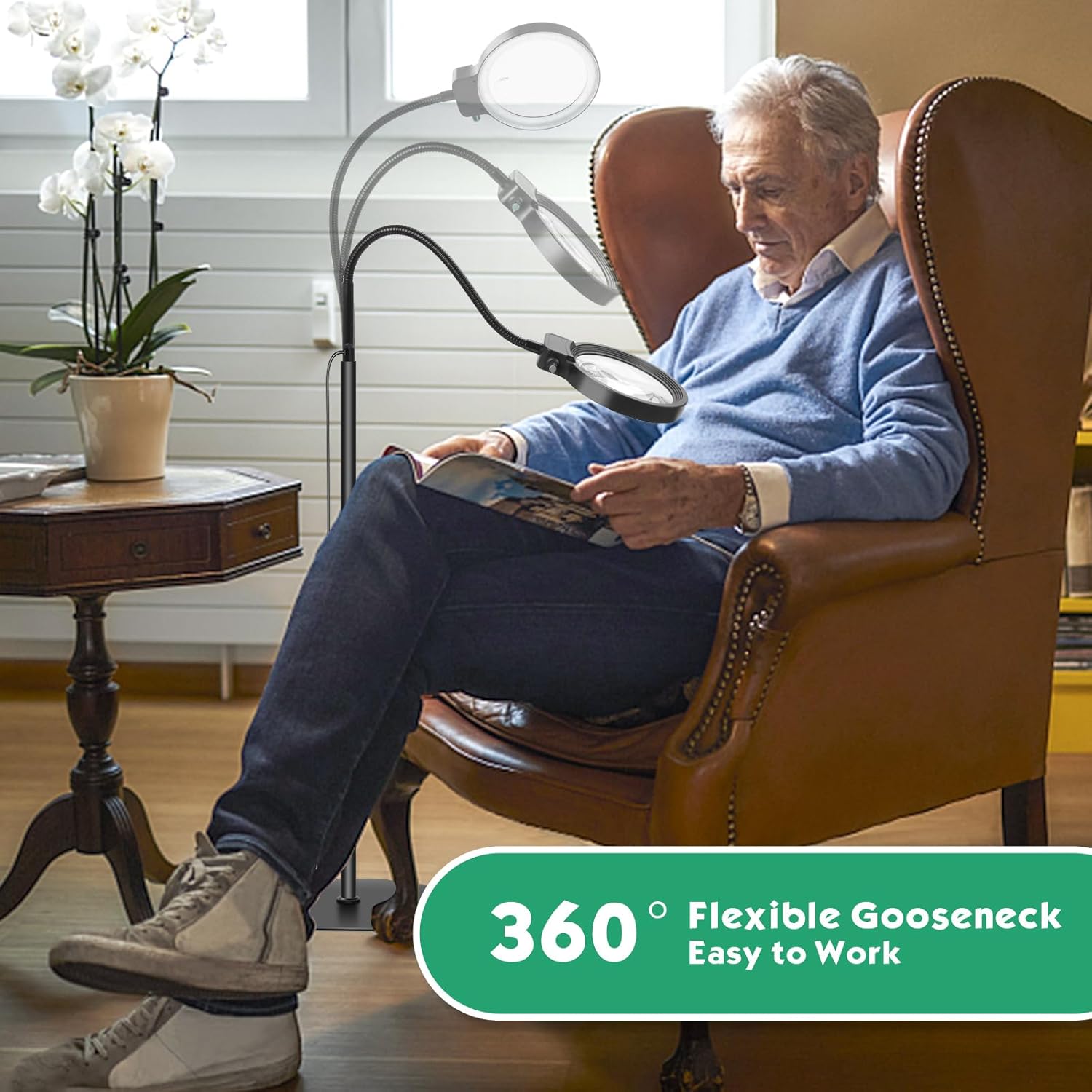 LED Magnifying Glass Hands Free Craft Reading 4