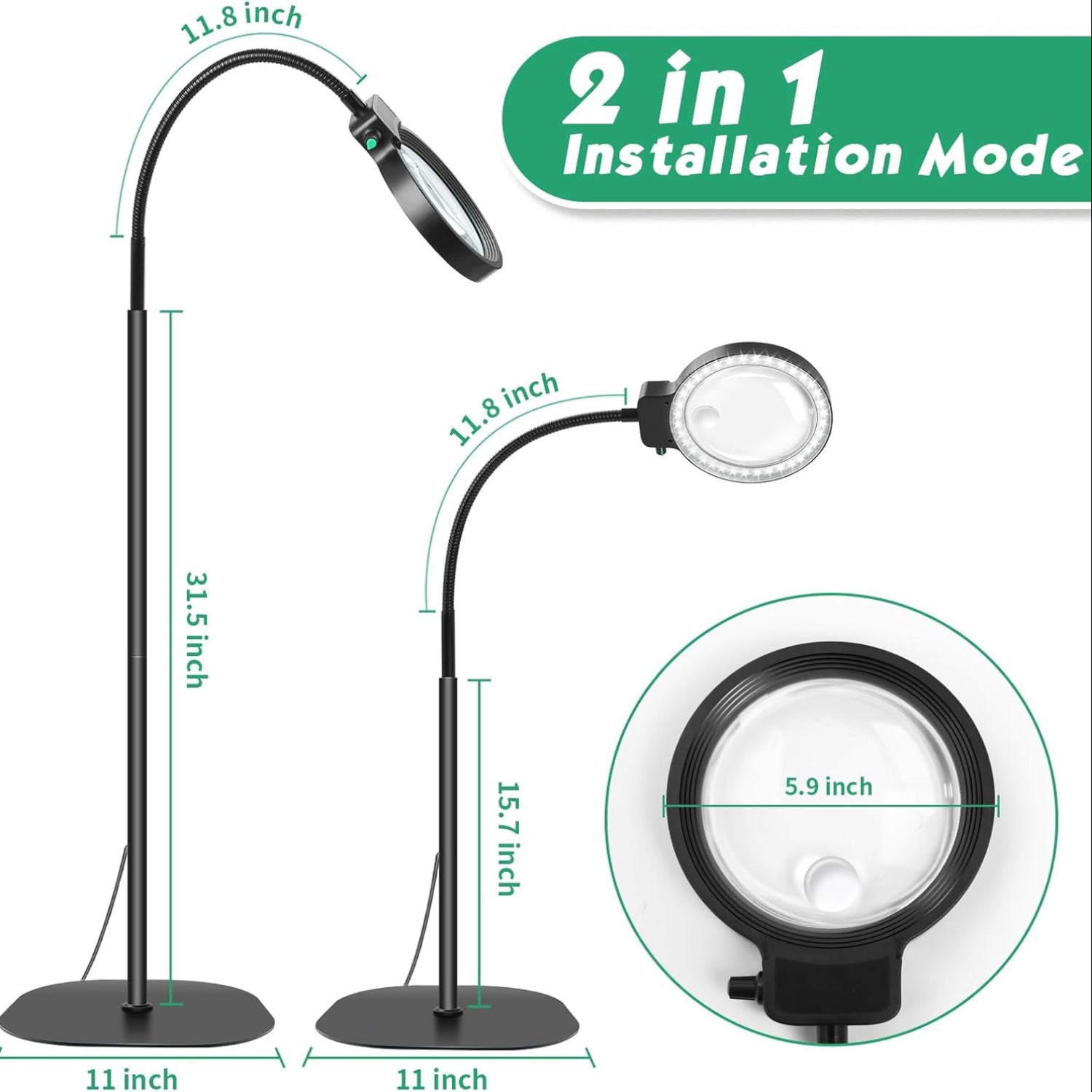 LED Magnifying Glass Hands Free Craft Reading 6